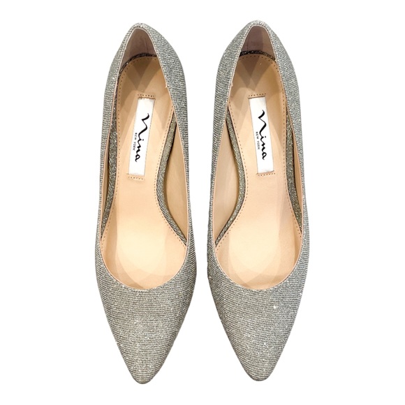 NINA Women's Nina60 Pointy Toe Dress Pumps in Steel Luna Shine - Size 8 W - Picture 5 of 7